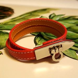 Double Loop Faux Leather Bracelet