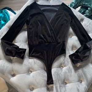 Black velvet bodysuit