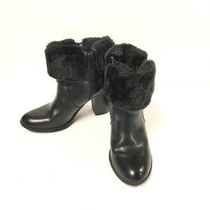 Croft & Barrow Faux Fur Boot Black Booties 10