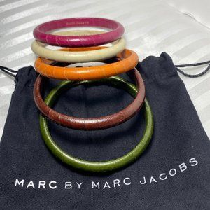 Marc Jacobs Leather 5pc Bangle Set with Pouch