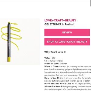 Love+Craft+Beauty gel eyeliner in Radical brand new 1.21 grams