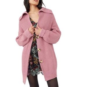 FREE PEOPLE Swim Too Deep Cardigan NWT Sz XS Smoked Pink