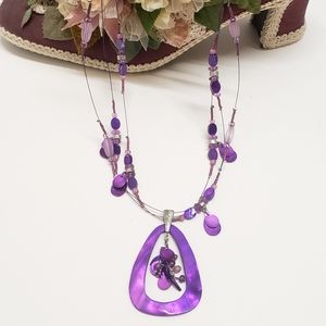 Gorgeous Coldwater Creek Purple Mother of Pearl Statement Necklace