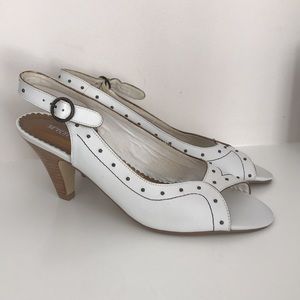 White Western Leather Heels