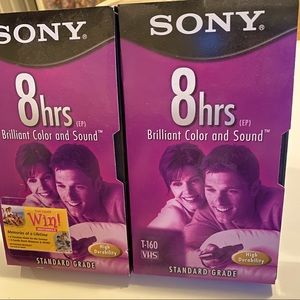 SONY Two VHS 8-hr T-160 Blank tapes NEW