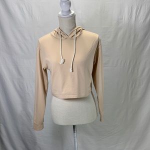 Shein Long Sleeve Cream Cropped Hoodie Size X Small