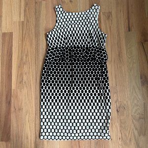 donna morgan pea in the pod black and white sleeveless peplum dress - size L