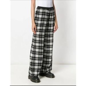 Marc Jacobs Silk Plaid Chiffon Wide Leg Pants Medium