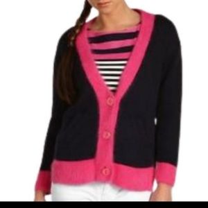 Juicy Couture Angora Trim Knit Cardigan Navy, Pink, Soft, Y2K