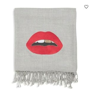 JONATHAN ADLER LIPS BEAD-EMBELLISHED CAMEL HAIR AND WOOL-BLEND THROW $430.00