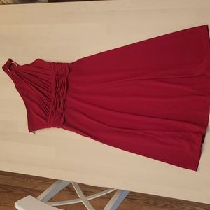 EUC Evan Picone Red One Shoulder Ruched A Line Dress