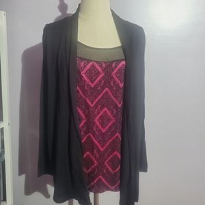 **3/20 ab studio pink top with attached cardigan size medium