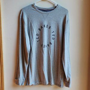 Ted Baker Long Sleeve Gray Graphic Jersey Size Medium