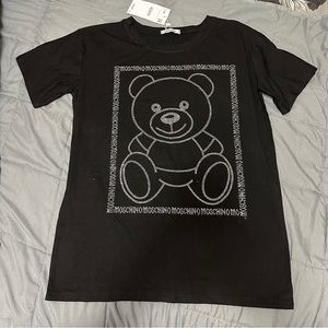 NWT Off Brand Moschino Black Tshirt w/ Teddy Bear Design Jewel Size Small/Medium