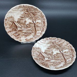 🎁 3/$30 2 Johnson Brothers "Watermill" Ironstone Saucers (1059)