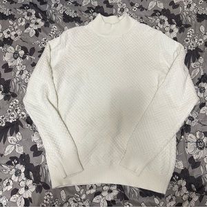 Uniqlo Mens White Knit Mock Neck Sweater - Size M (White)