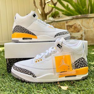 Nike Air Jordan 3 retro white orange shoes (big kids)