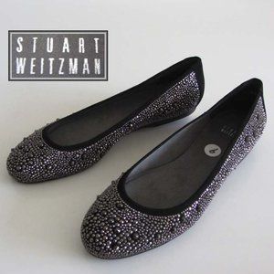 new STUART WEITZMAN Nubeads black studded flats 9M