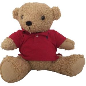 Vintage Rare RALPH LAUREN Plush Jointed Teddy Bear in Red Polo Shirt