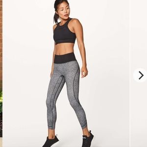 Lululemon Run The Day 7/8 Tight (25")Fractal Dark Starlight Black / Black