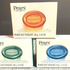 Pears Transparent Soap w/Plant Oils, Mint & Lemon Extracts 3.53 oz Set of 3, NEW