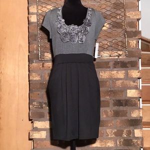 Speechless dress black gray floral bib 11