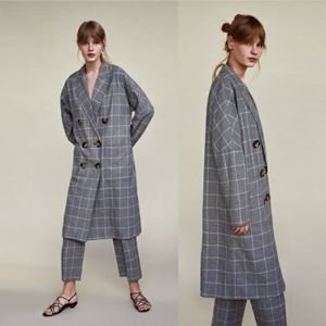 ZARA Longline Plaid Coat