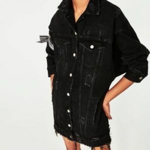 ZARA Long Distressed Denim Jacket/Dress