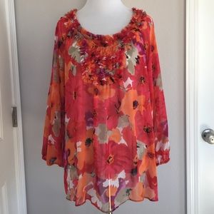 Anne Klein Floral see-through top..