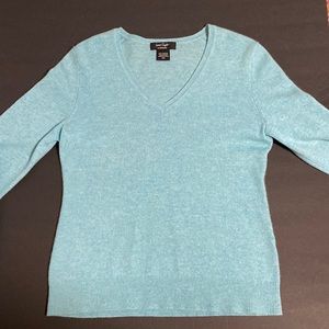 Lord & Taylor 100% Cashmere V-Neck Classic Sweater M