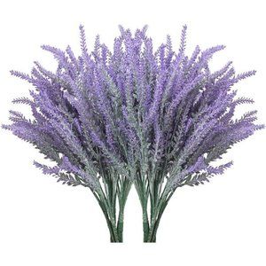 10 Bundles Fake Flowers Artificial Lavender Faux Plastic Plants for Home Decor