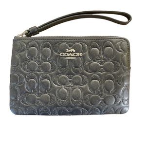 Coach Small Black Glitter Corner Zip Wristlet - EUC