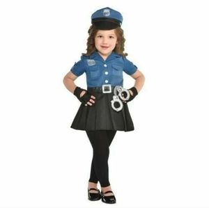 🆕 Amscan Girls Officer Cutie Cop Costume - Toddler (Size 2), Blue/Black NWOT
