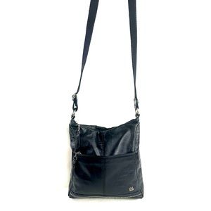 The Sak Black Leather Small Crossbody Bag Purse Topstitching Handbag