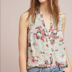 Anthropologie Meadow Rue Floral Lace Boho Button Front Top