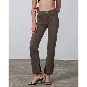 NWT ZARA The 90s Slim High Waisted Denim Jeans with Split Hem in Sweet Mocha