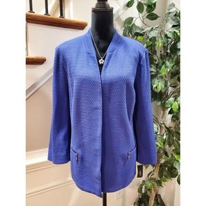 Alfani Women's Blue Cotton Long Sleeve Open Front Casual Jacket Blazer Size 3X