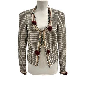 Maison Scotch & Soda Tweed Fringe Pattern Blazer