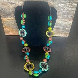 💚Colourful Boho vintage beaded necklace .