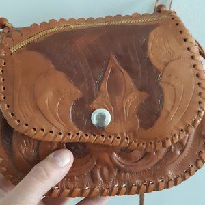 100%  Leather  Crossbody  purse  Boho Style