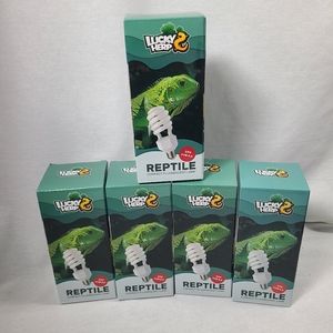 LUCKY HERP Reptile UVA UVB Light 5.0 23W Compact Fluorescent- LOT OF 5 NEW BULBS