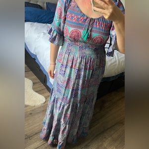 Silk blend bohemian dress