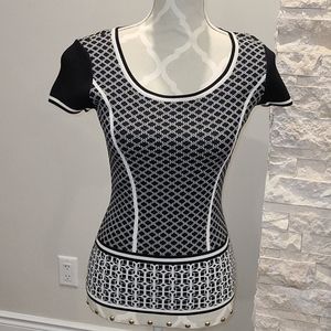 NWT Catherine Malandrino b&w short sleeve top