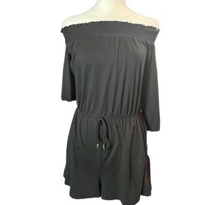 Bebop Size Small Black Off The Shoulder Long Sleeve Romper