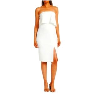 Donna Morgan Dresses White Strapless Midi Dress  Size 6