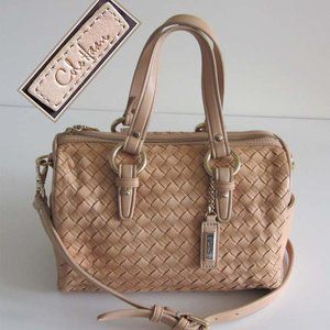 new COLE HAAN Jade beige weave satchel crossbody bag