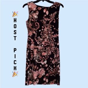 Connected Apparel Black Peach Floral Sleeveless Dress