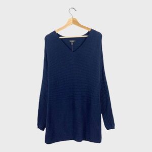 Lord & Taylor Navy Blue V-Neck Sweater