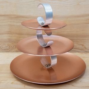 Mid-Century Modern Pink Regal Aluminum 3 Tiered Tidbit Tray