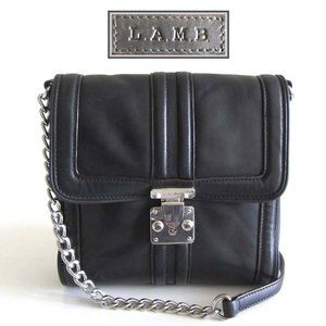 L.A.M.B. Gwen Stefani chain strap black leather crossbody purse